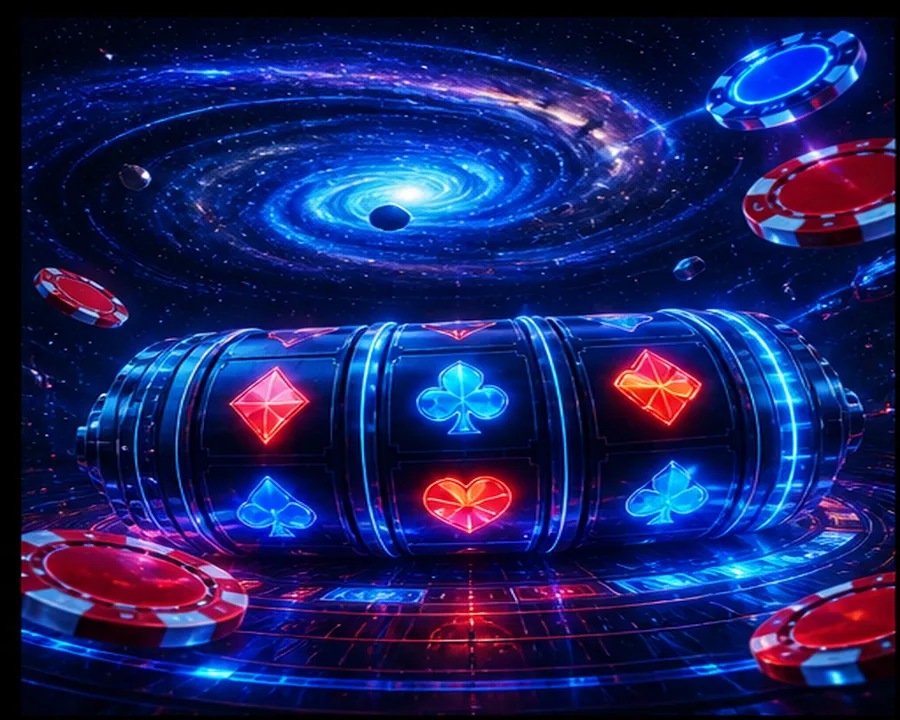 Abstrakte kosmische Casino-Szene zum Themenbereich Sicher zum richtigen Zugang